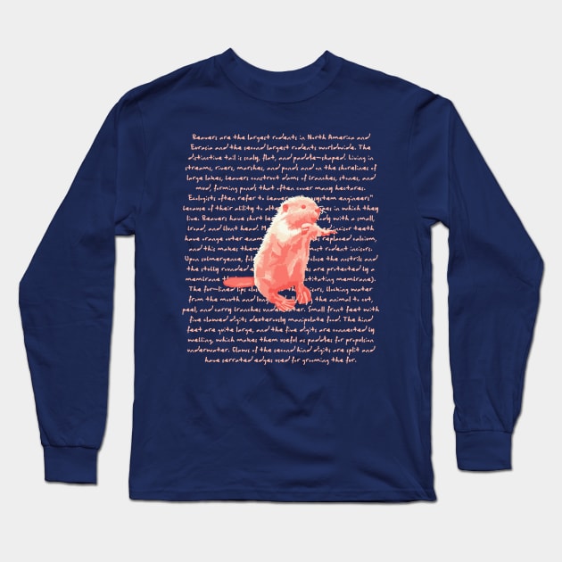 Peachy Beaver Info Long Sleeve T-Shirt by Slightly Unhinged